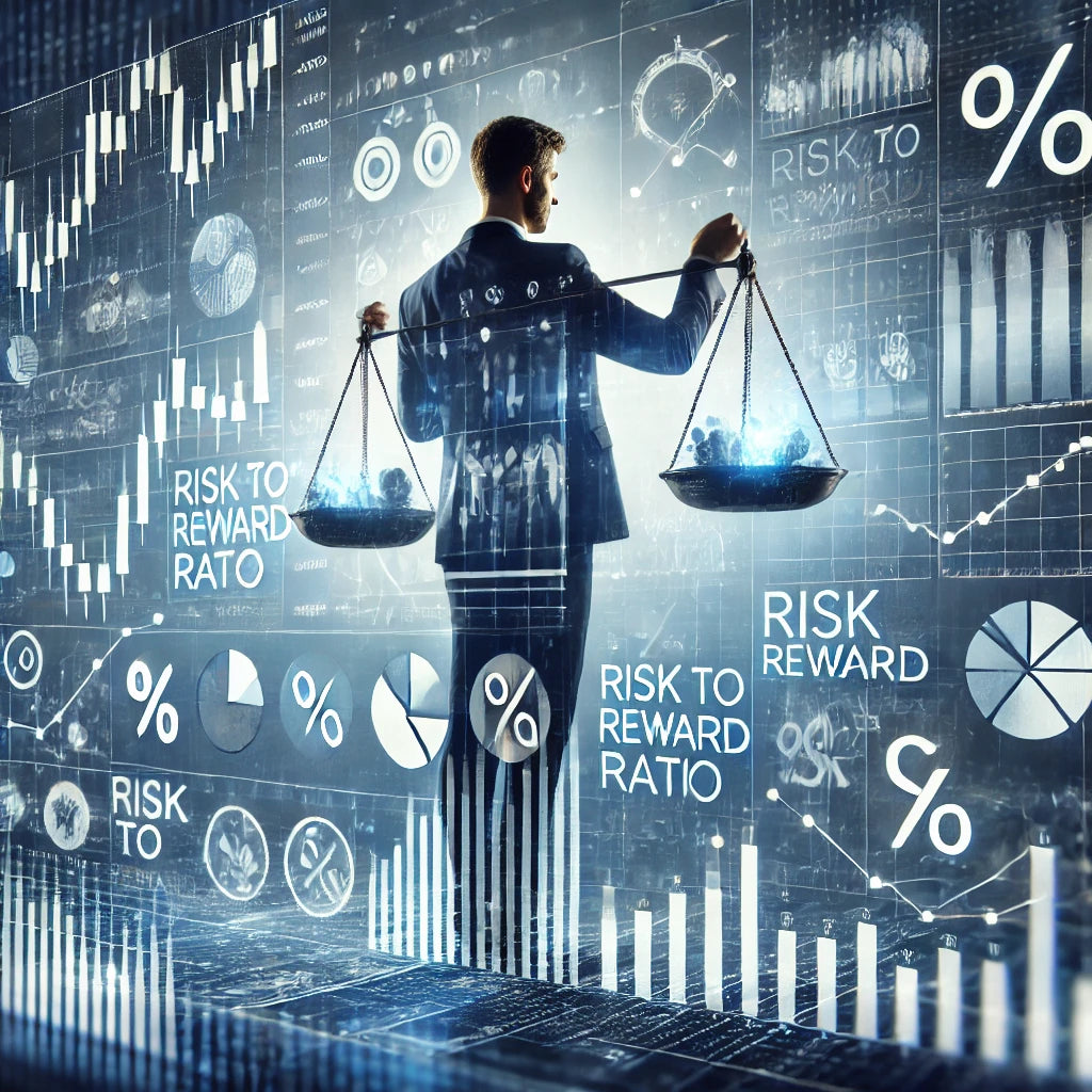 Forex trader analyseert risicobeheer en beloningsverhouding op handelsgrafieken