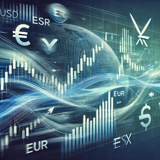 Illustratie van forex scalping met valutagrafieken en valutaparen zoals USD en EUR